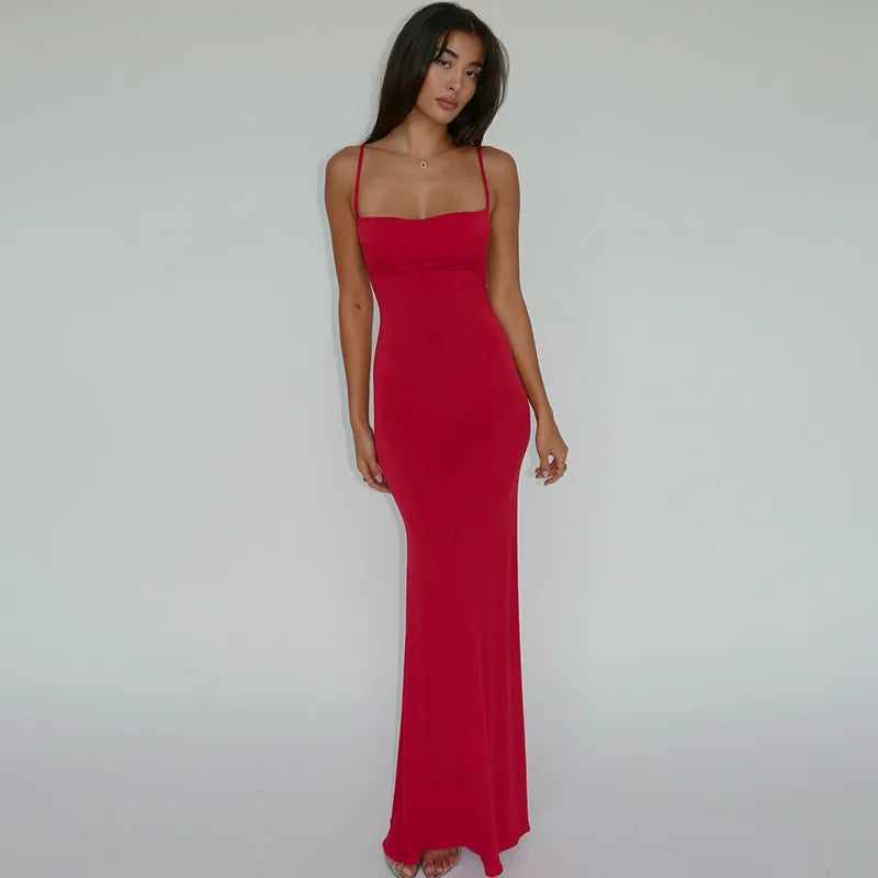 Vestido Bodycon Maxi Sem Manga e Costas Expostas CAKULO 2024 – Elegante e Sexy para Festa de Aniversário, Prom e Casual Y2K