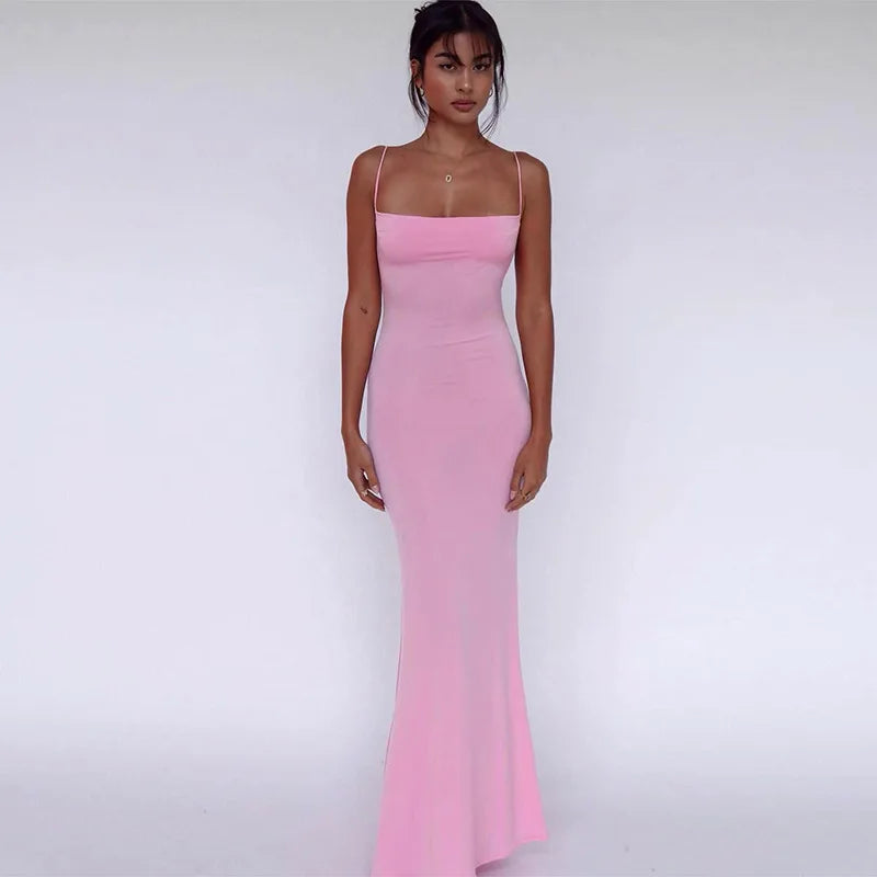 Vestido Bodycon Maxi Sem Manga e Costas Expostas CAKULO 2024 – Elegante e Sexy para Festa de Aniversário, Prom e Casual Y2K