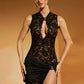 Vestido Longo Sibybo Black Lace – Elegante e Justo para Noite