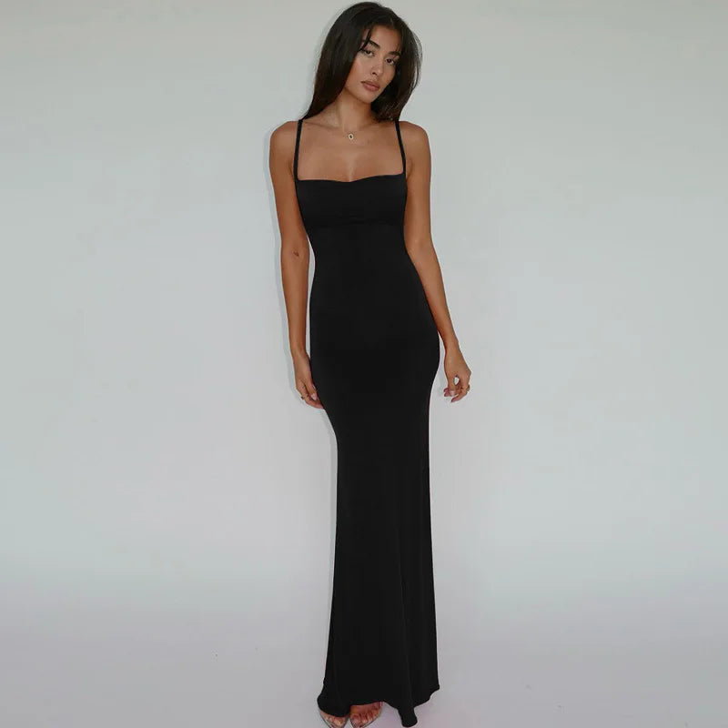 Vestido Bodycon Maxi Sem Manga e Costas Expostas CAKULO 2024 – Elegante e Sexy para Festa de Aniversário, Prom e Casual Y2K